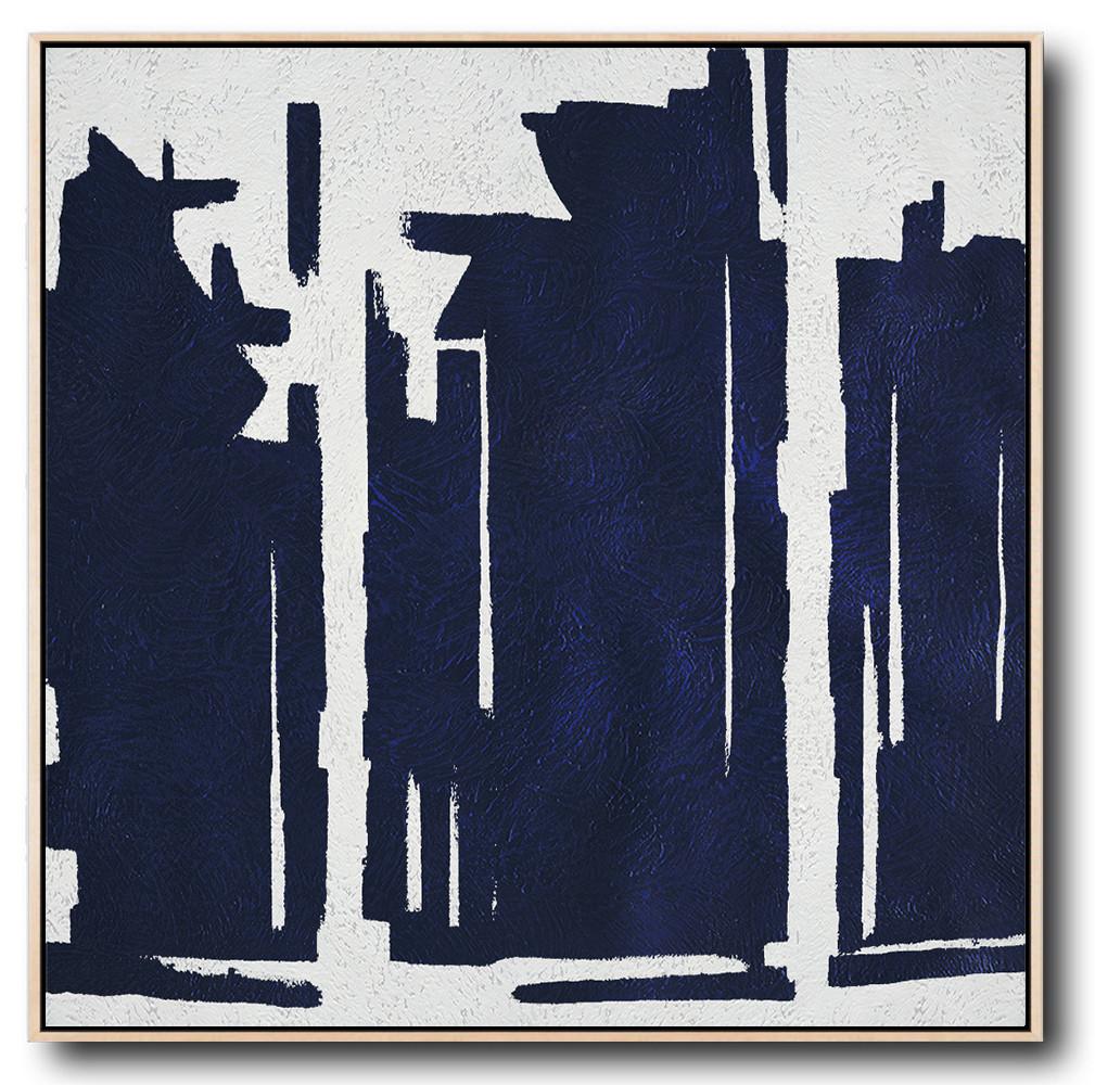 Navy Blue Minimalist Painting #NV307A - Click Image to Close